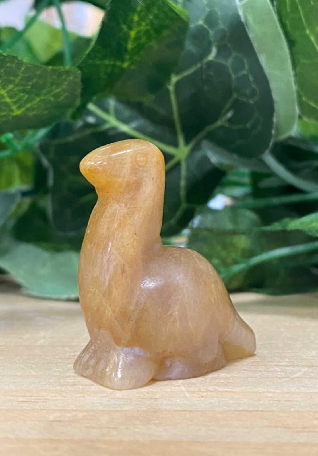 Peach Moonstone Dinosaur Carving 3.5cm