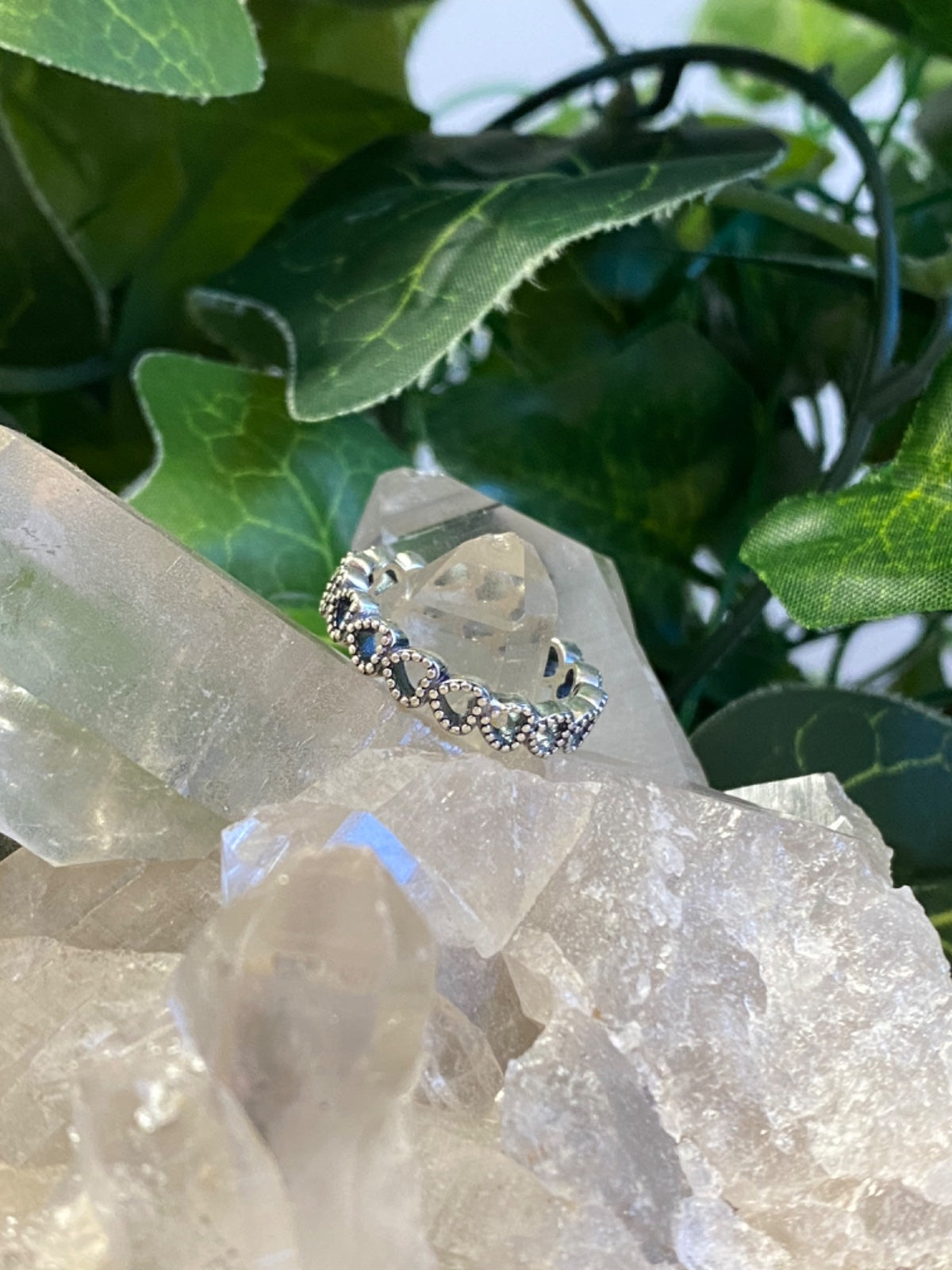 Sterling Silver Cubic Zircon Heart Twist Ring Size 6