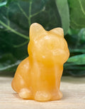 Orange Calcite Sitting Cat Carving 3cm