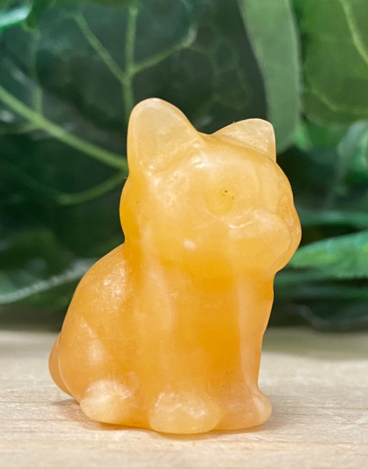 Orange Calcite Sitting Cat Carving 3cm