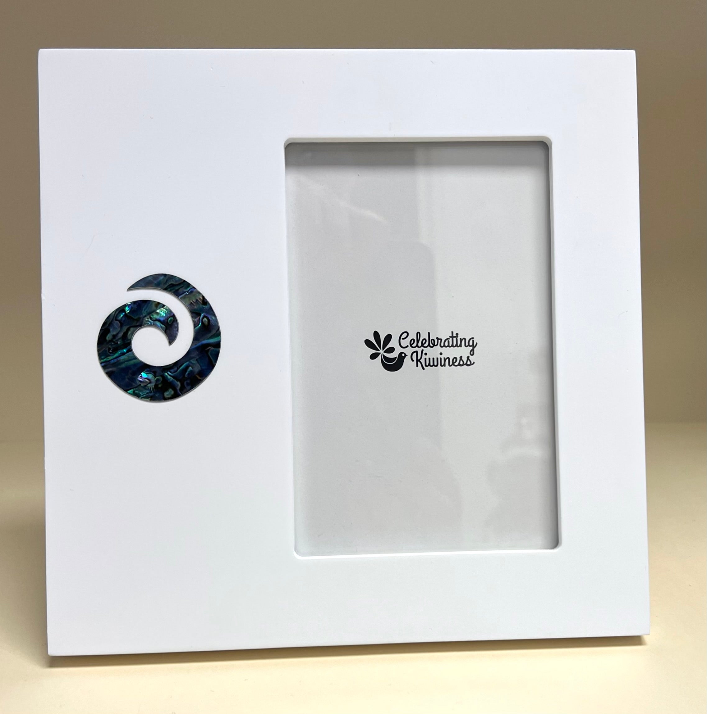 Pāua Shell Koru Photo Frame White Kiwiana