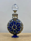 Blue Flower Brass Perfume Bottle