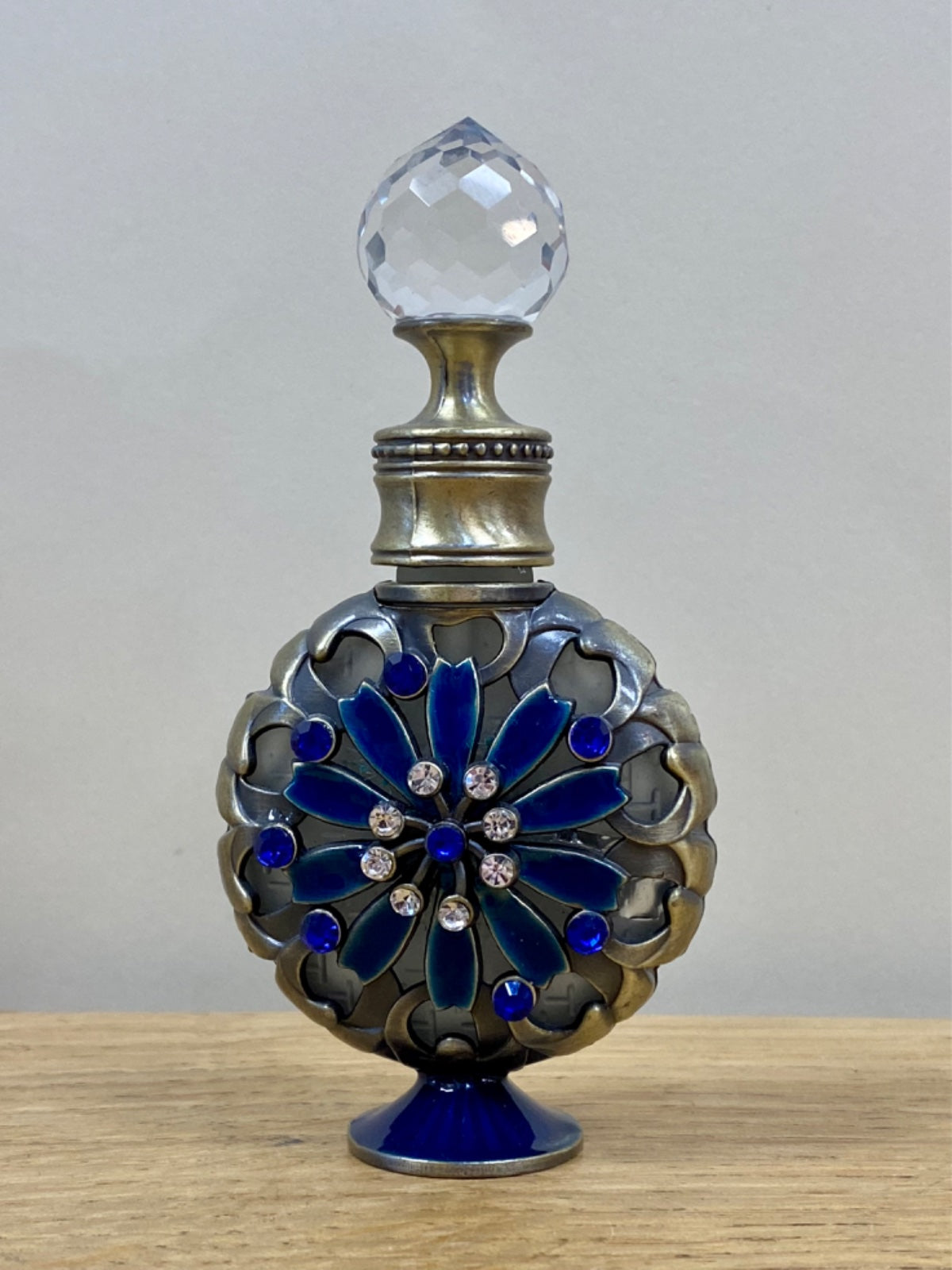 Blue Flower Brass Perfume Bottle