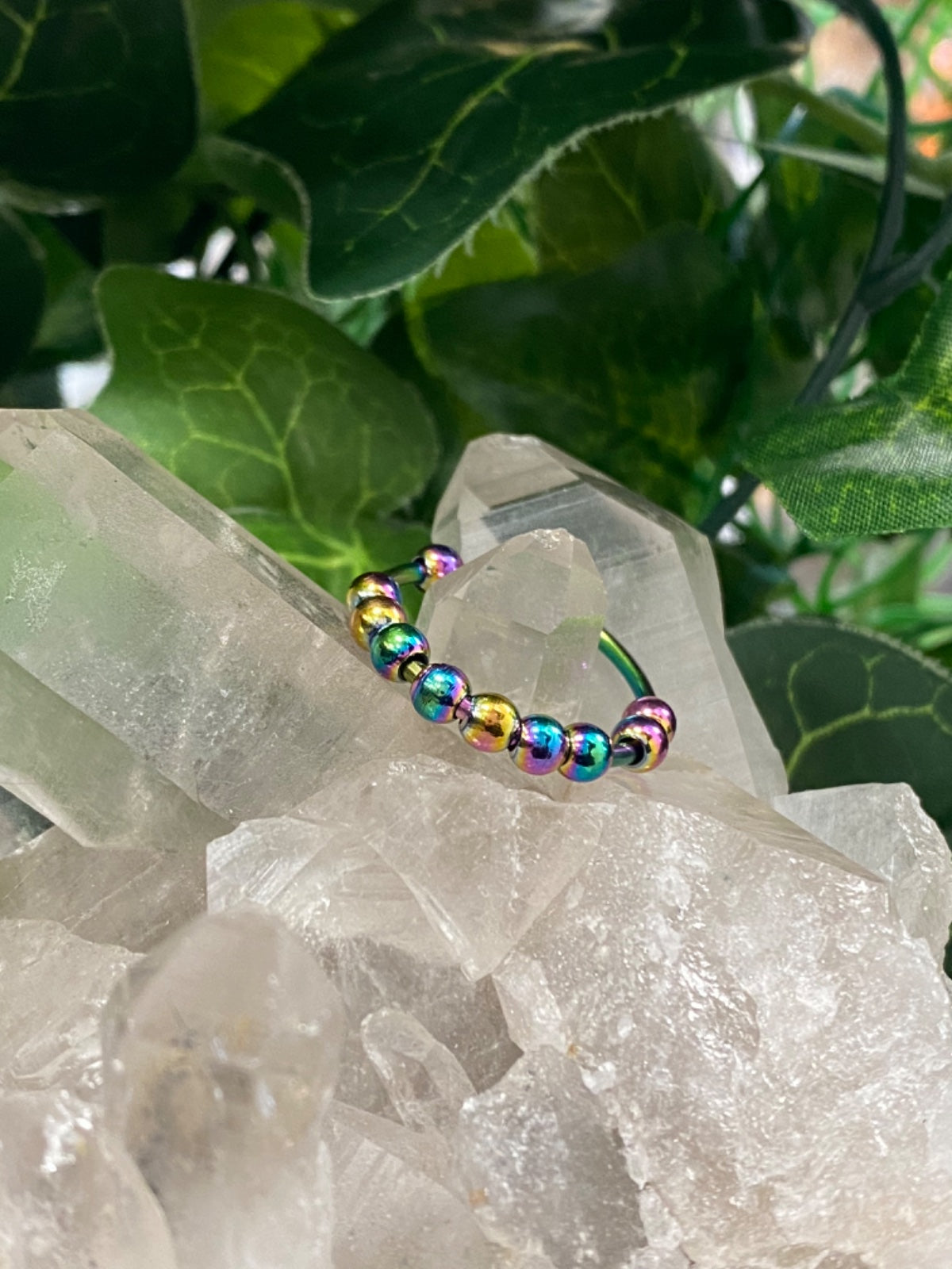 Rainbow Ball Fidget Ring Size 8