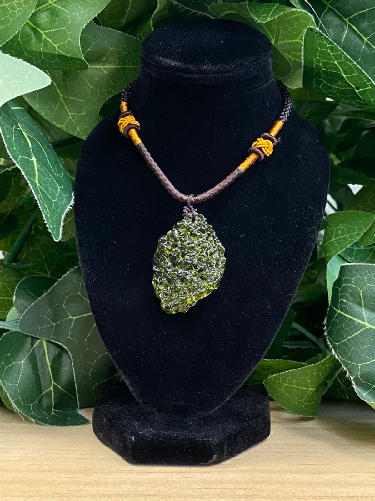 Green Glass on Black Cord