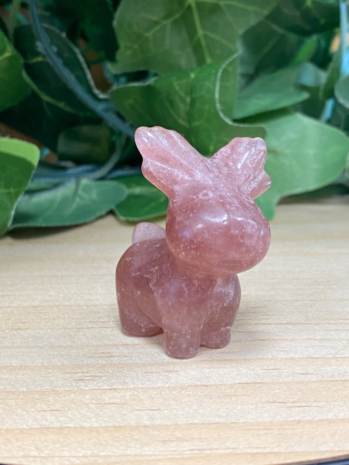 Strawberry Quartz Reindeer Carving