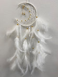 White Half Moon Dreamcatcher with Feathers