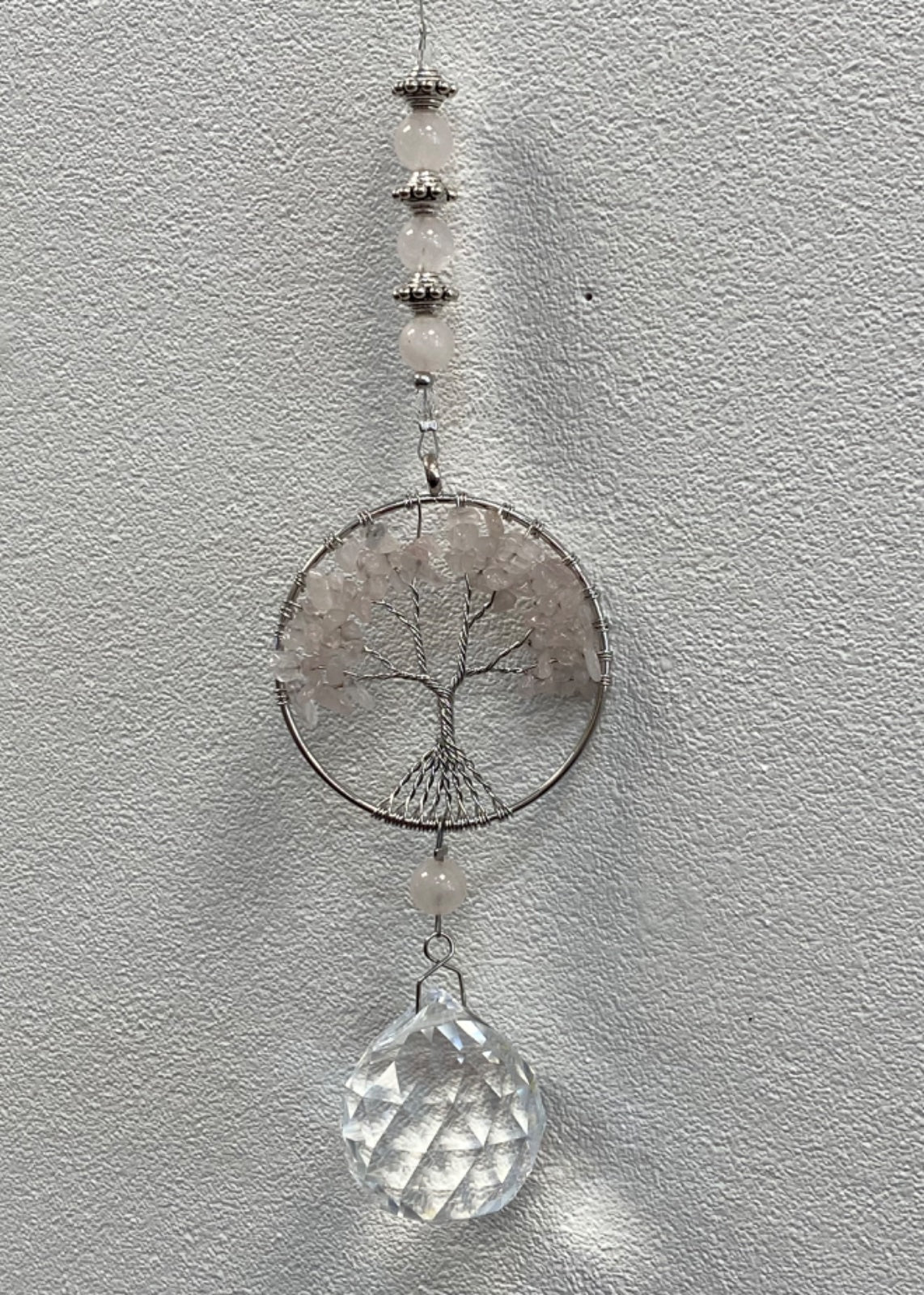 Rose Quartz Crystal Tree of Life Hanger