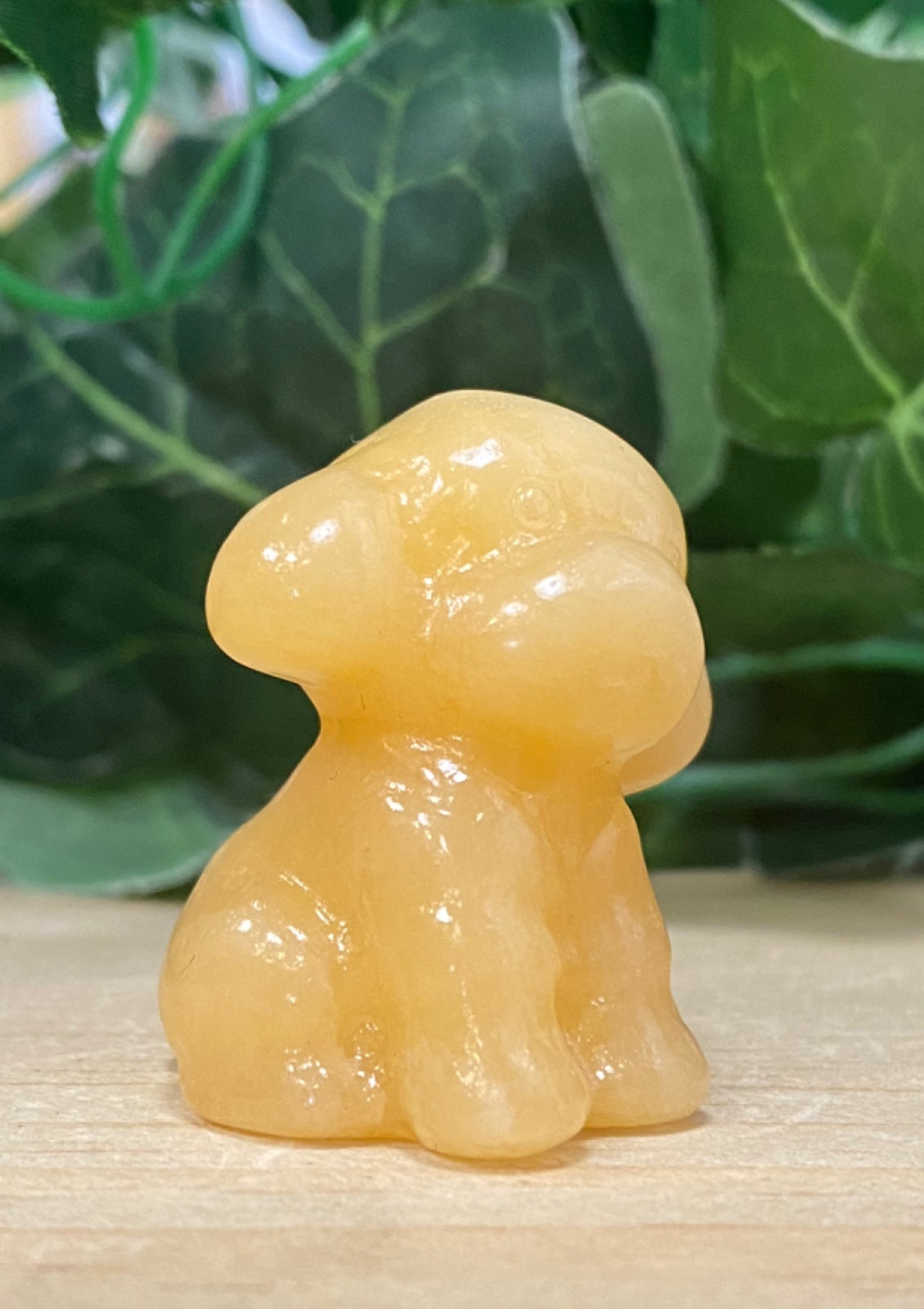 Orange Calcite Teddy Dog Carving 3.5cm