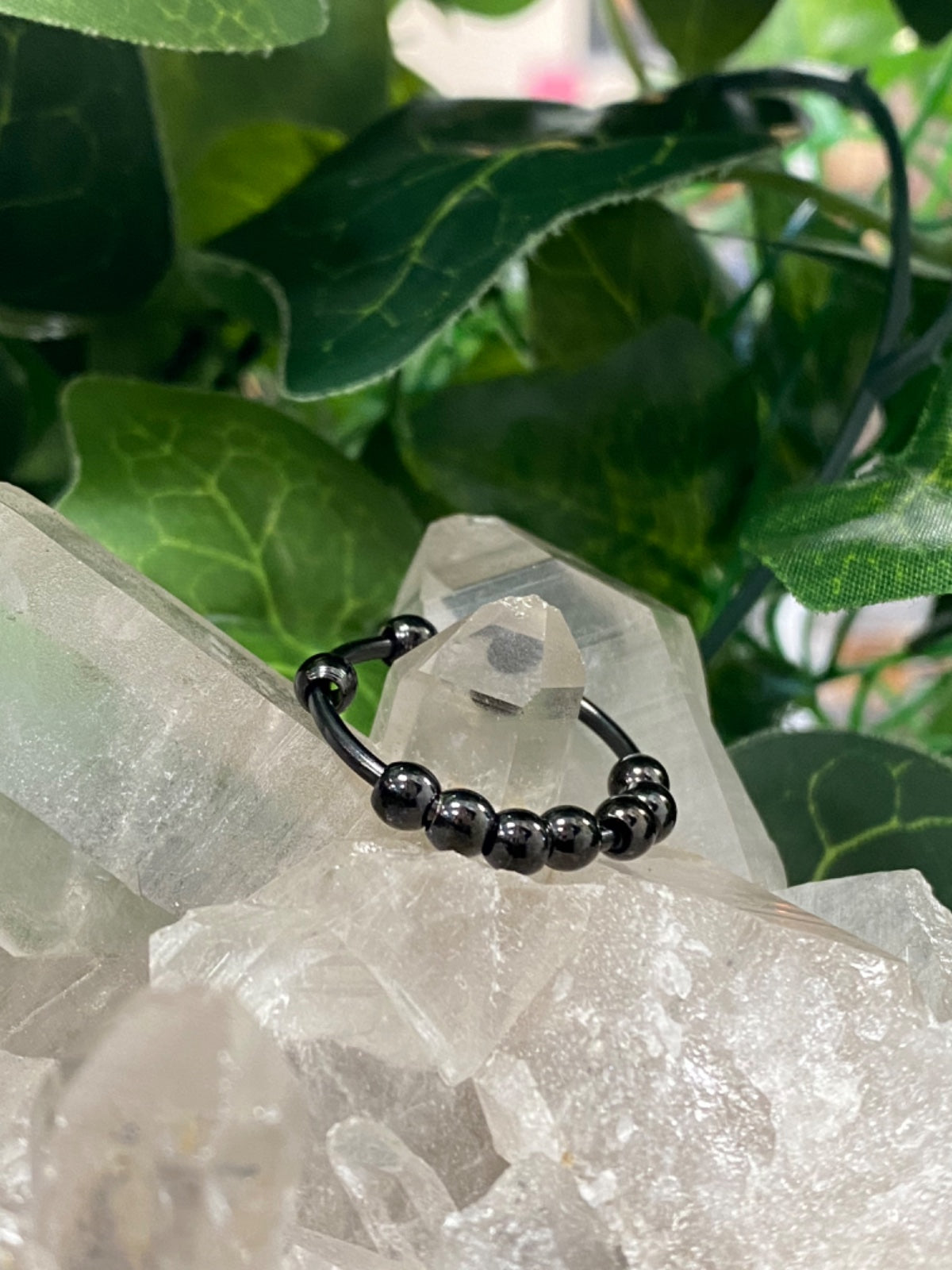 Black Ball Fidget Ring Size 9