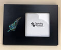 Medium Pāua Shell Silver Fern Photo Frame Black Kiwiana