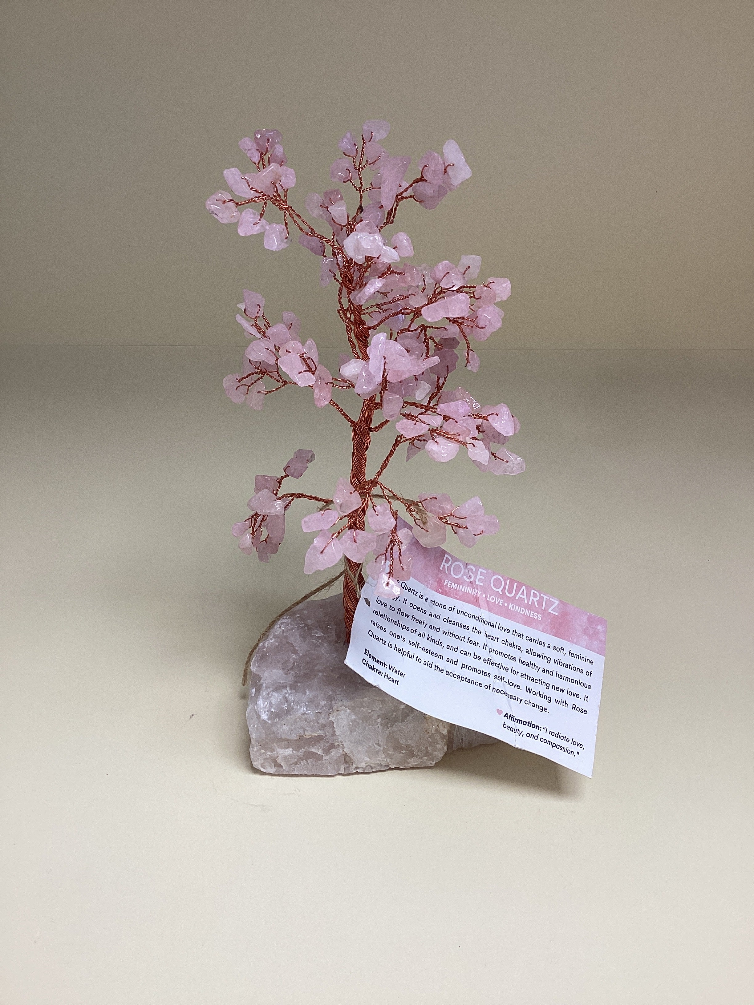 Rose Quartz tree on rose quartz base Large Chip Tree 25cm base