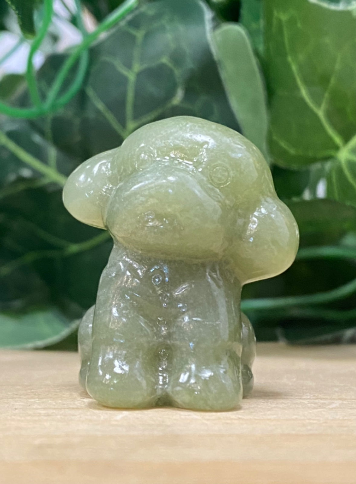 Green Calcite Teddy Dog Carving 3.5cm
