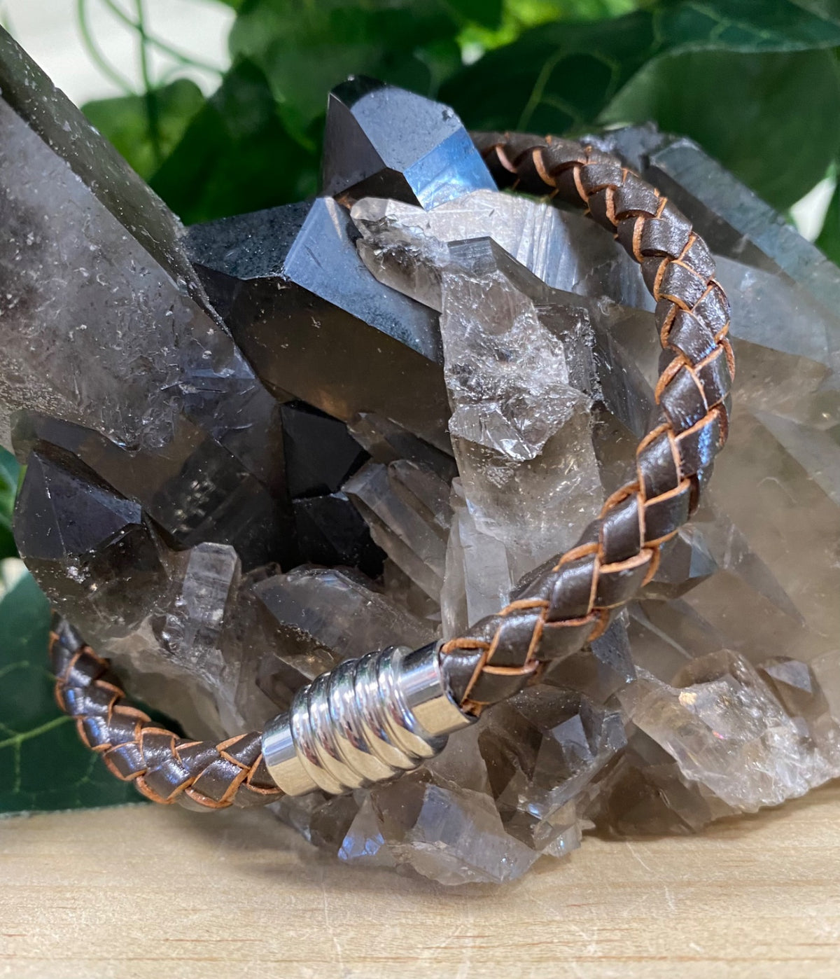 Equilibrium Men's Leather Magnetic Bracelet