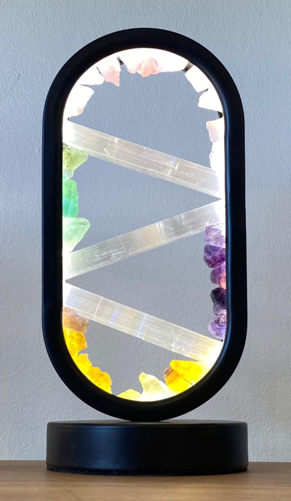 Chakra Crystal Oval Portal LED Light Black