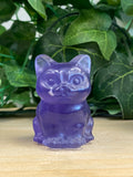 Purple Fluorite Cat Carving