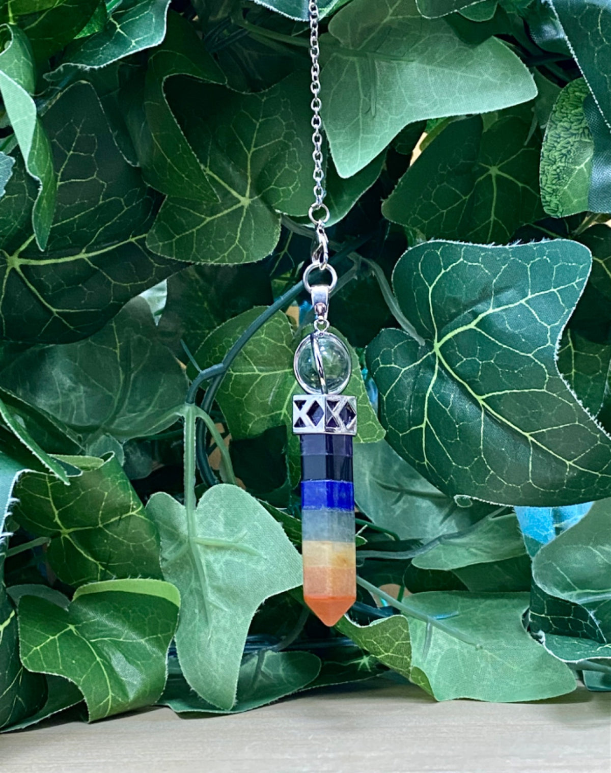 Chakra Pendulum with Clear Quartz Sphere