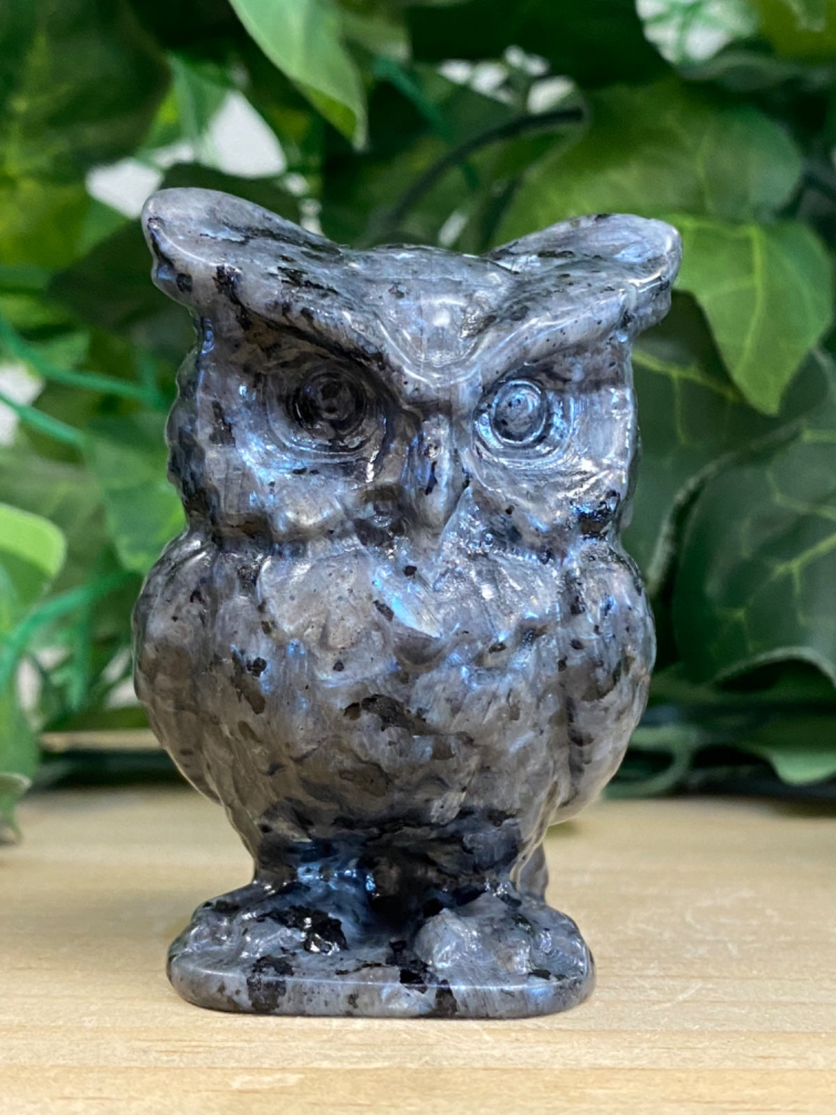 Larvikite Owl Carving