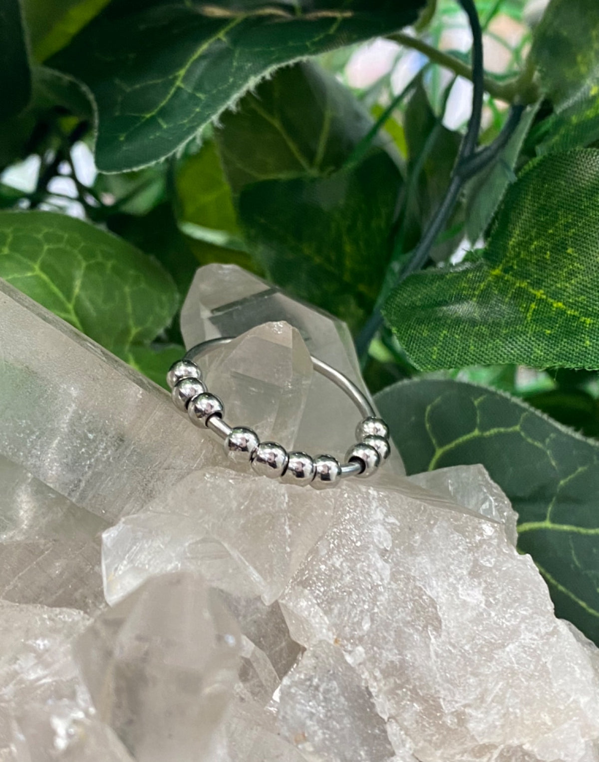 Silver Ball Fidget Ring Size 7