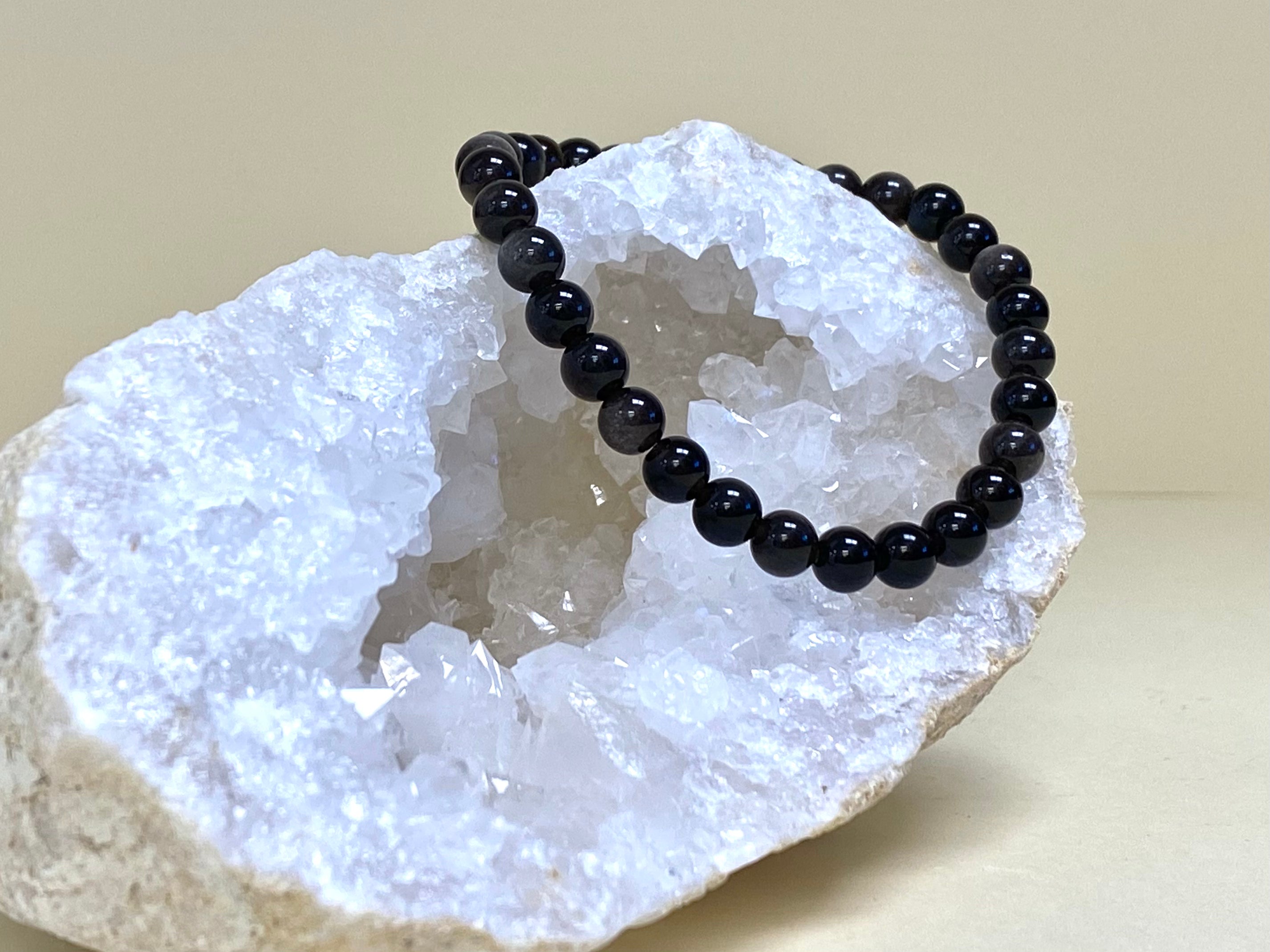 Cats Eye Obsidian 6mm Bead Bracelet