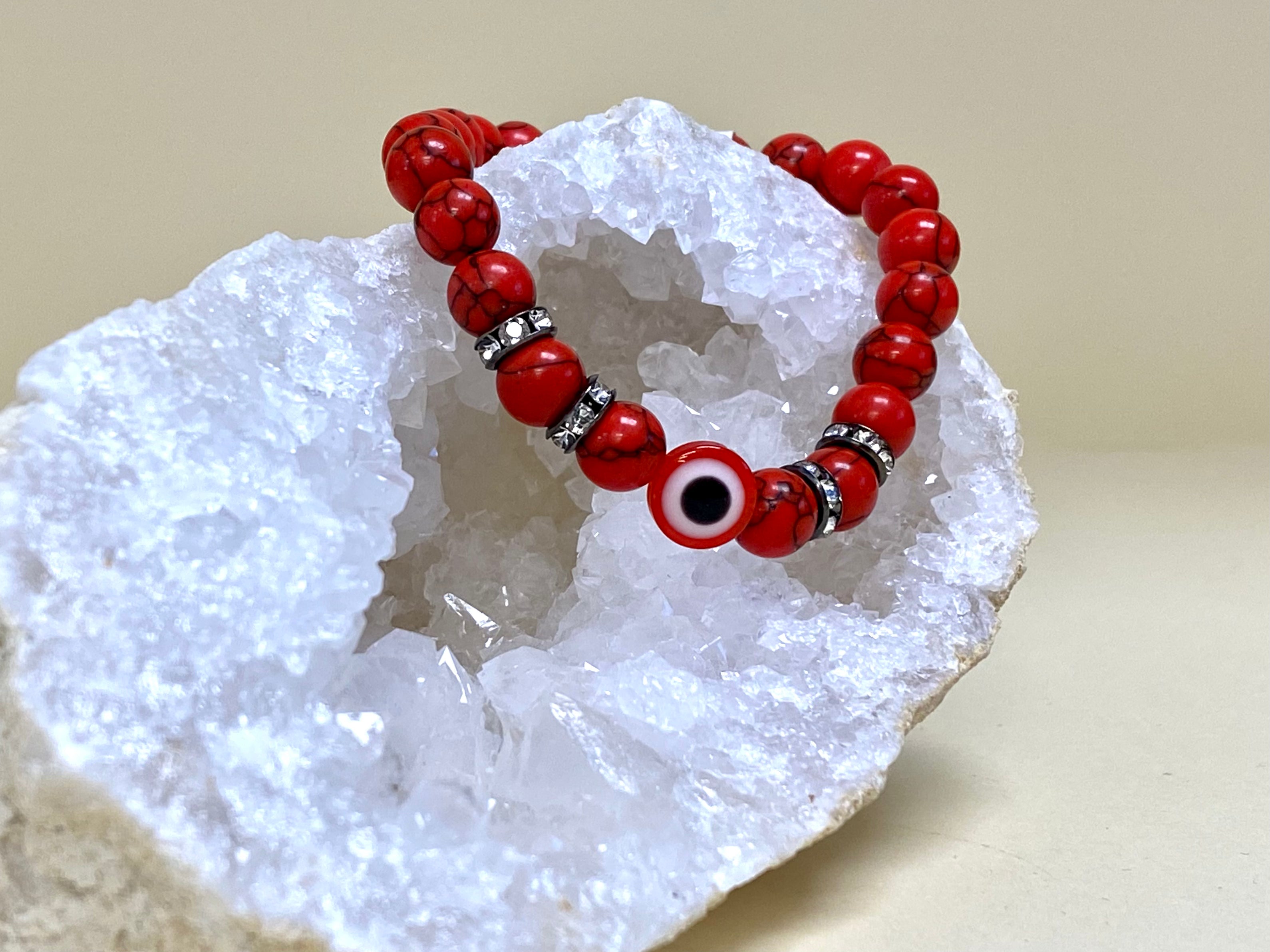 Red Evil Eye 8mm Bead Bracelet