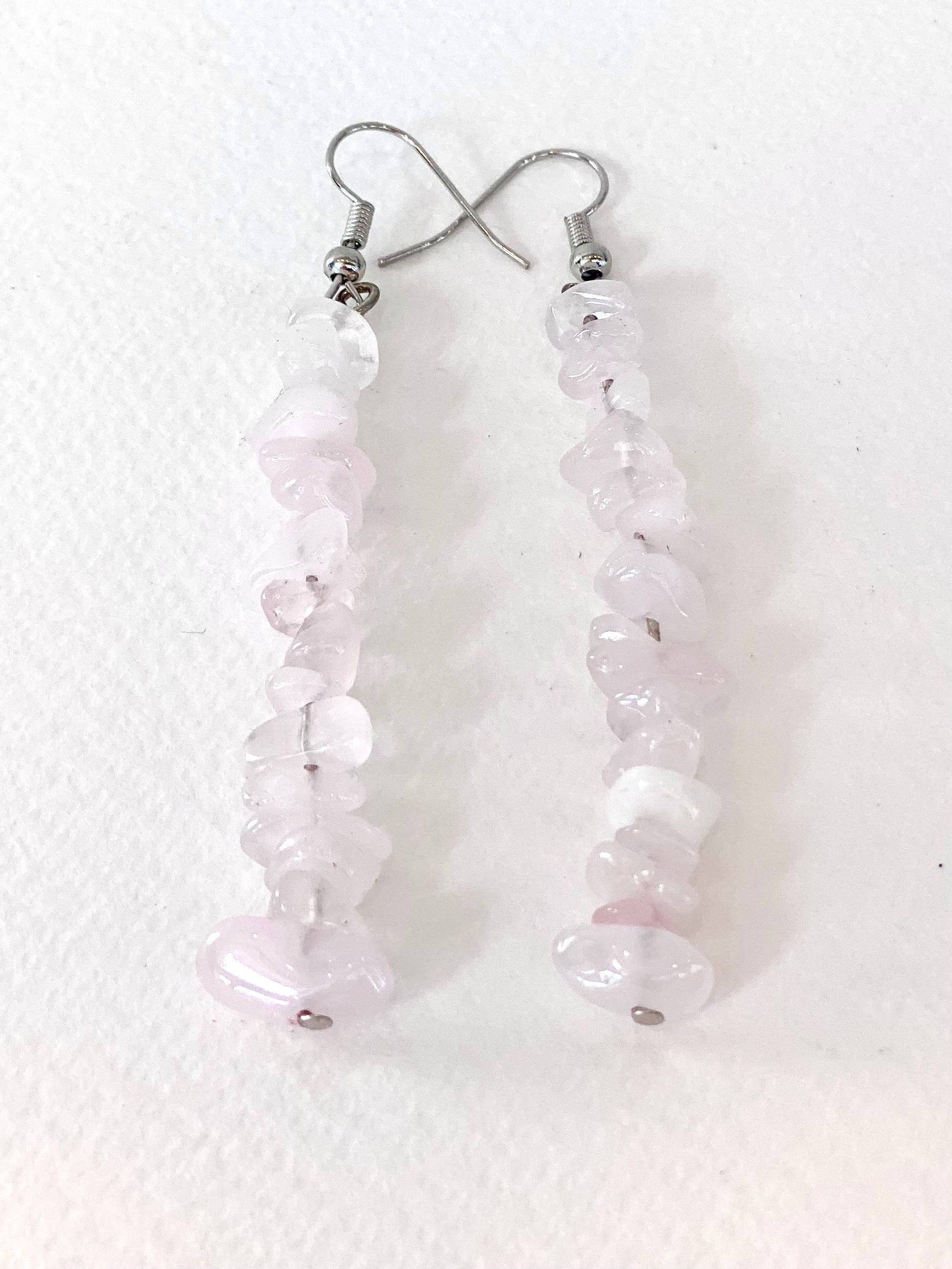 Rose Quartz Crystal Dangle Earrings