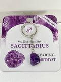 Natures Gift Jewelry Zodiac Keychain (Sagittarius, Amethyst, Nov 22-Dec 21)