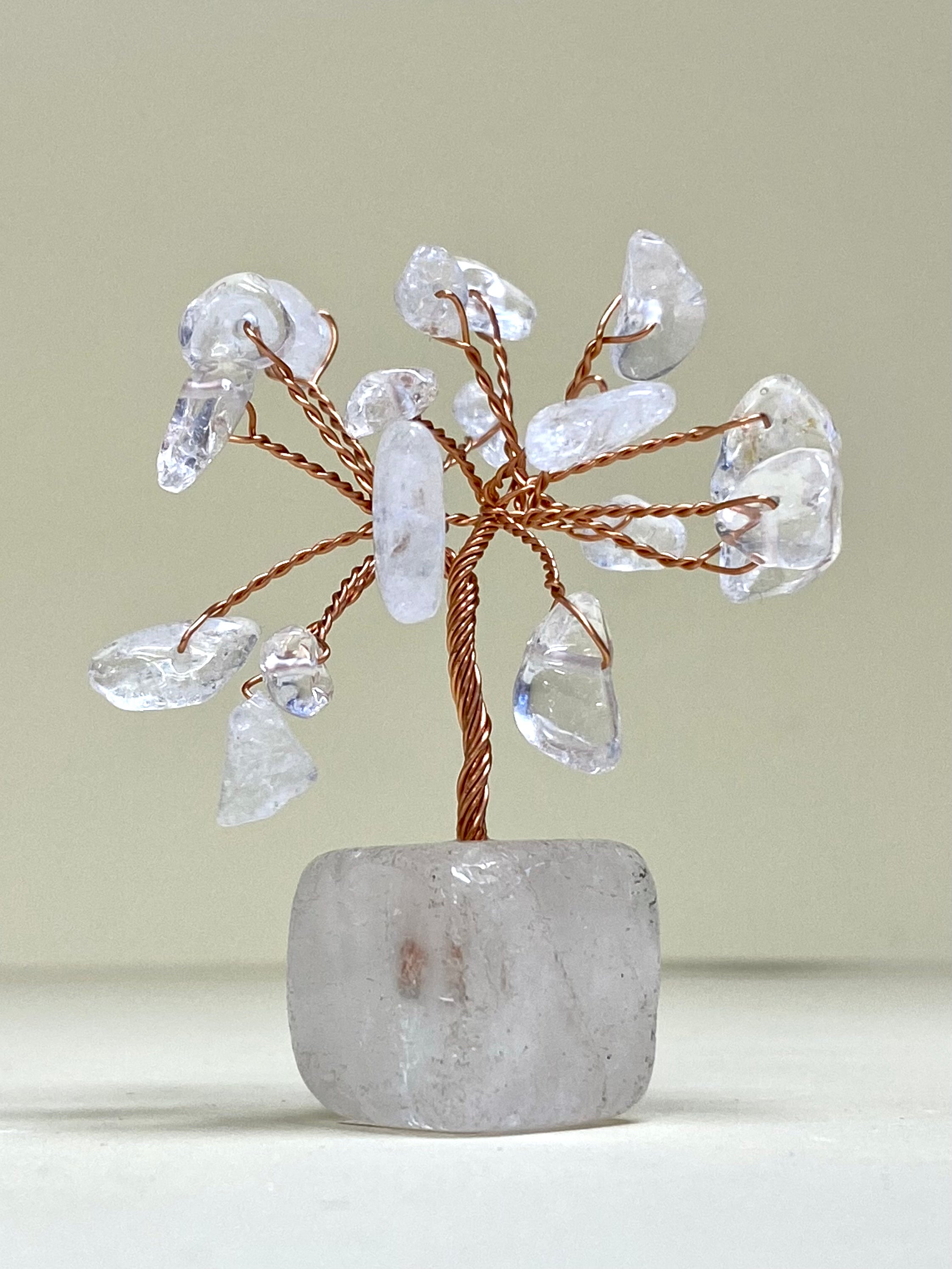Clear Quartz Chip Tree on Clear Quartz Block