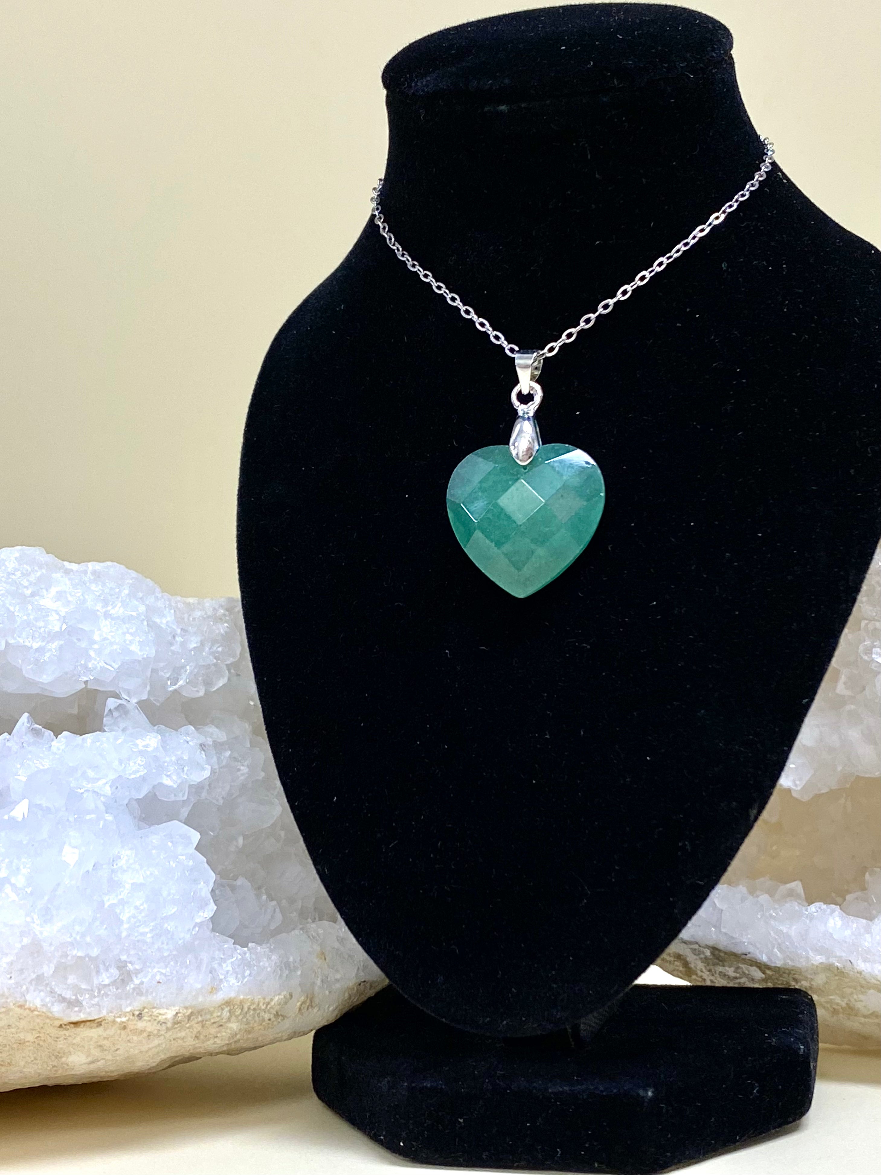 Aventurine Heart pendant necklace 20mm