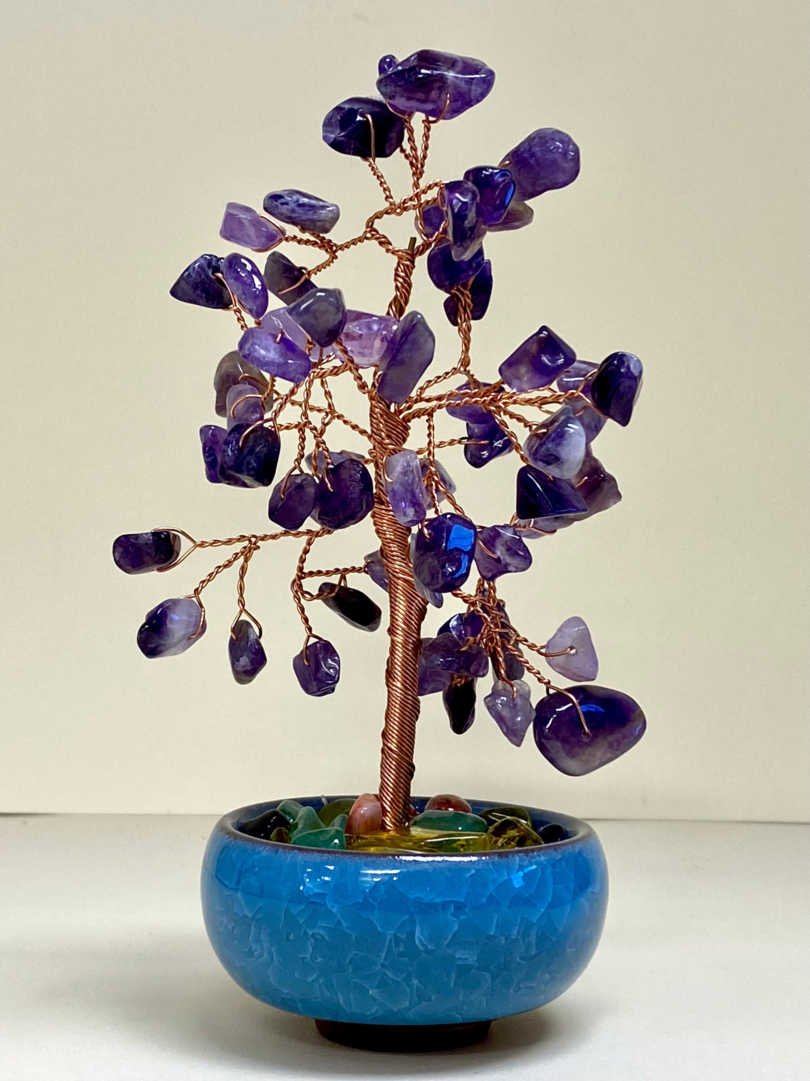 Amethyst Chip Tree Ceramic Base Pot