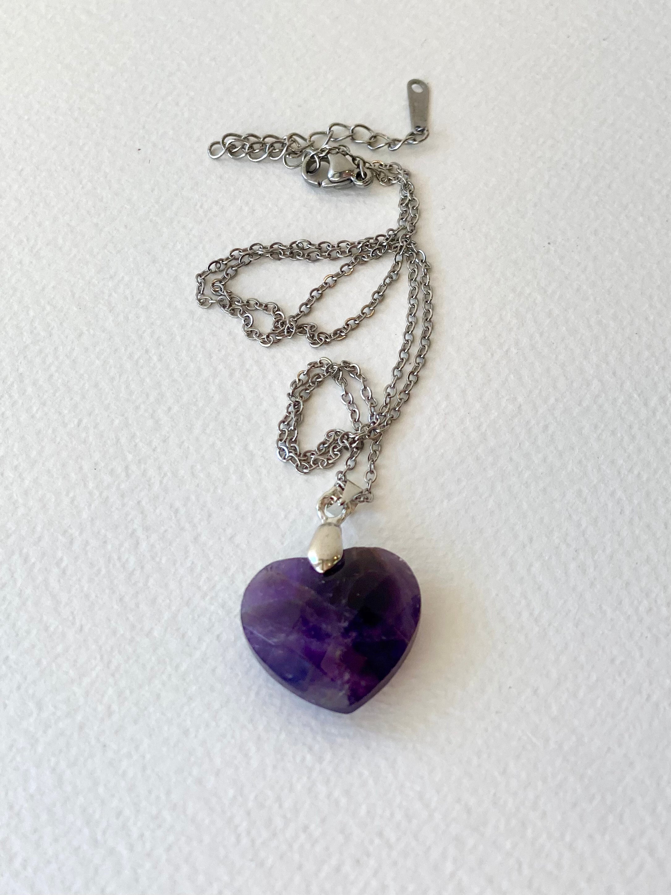 Amethyst Heart pendant necklace 20mm
