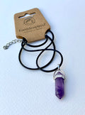 Amethyst Earth inspired crystal point necklace