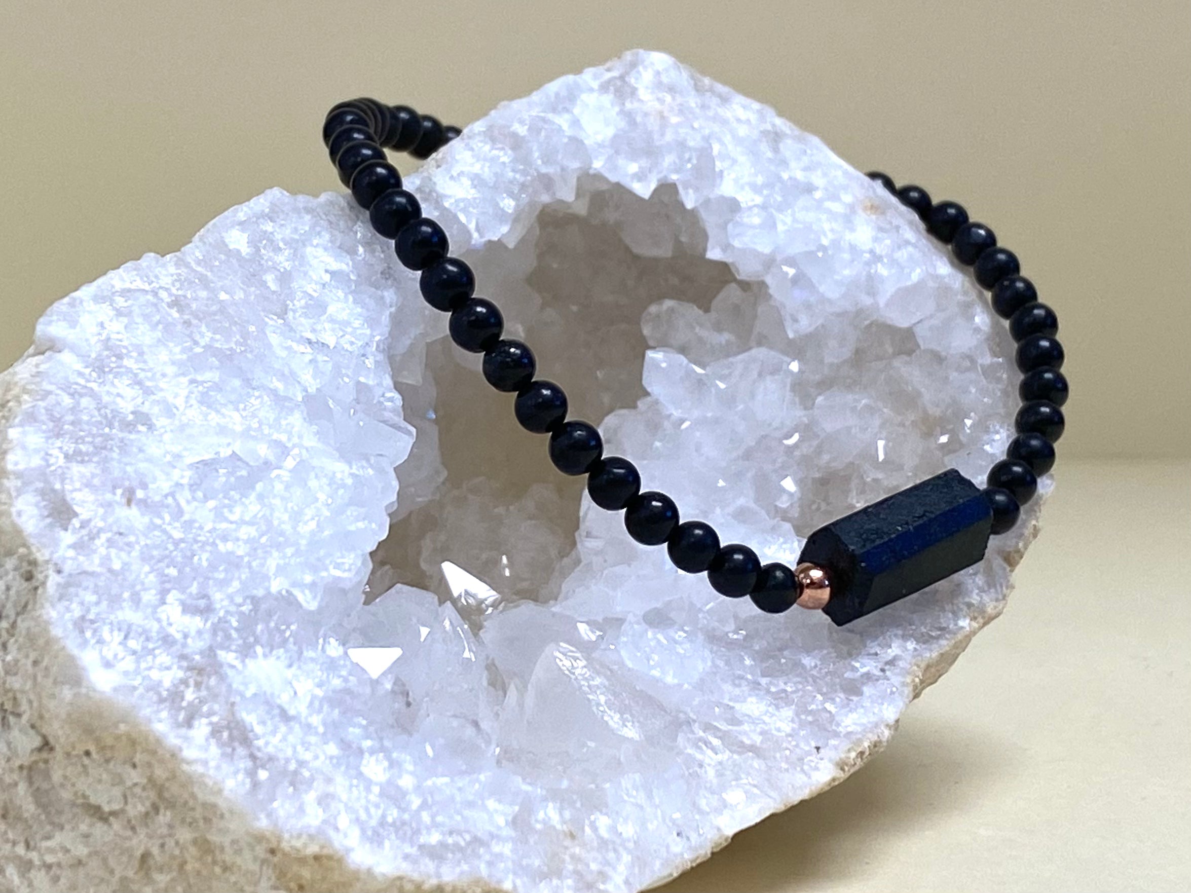 Black Tourmaline Bracelet with Chunk Large Size