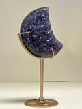 Large Amethyst Cluster Moon on Bronze Stand