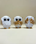 Don't Talk, Don't Listen, Don't Look Owl (Set of Three, White)