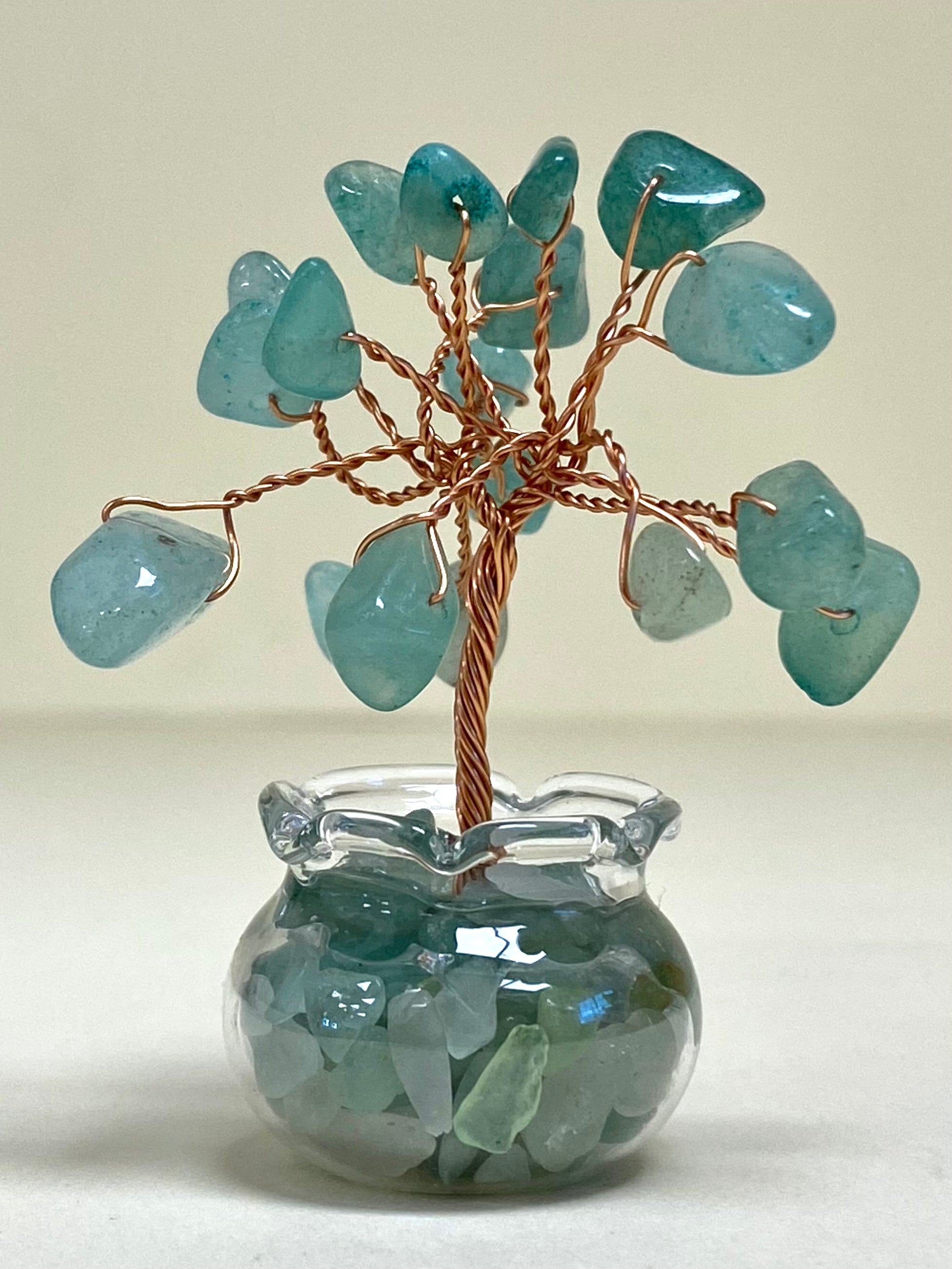 Aventurine miniature tree in glass pot