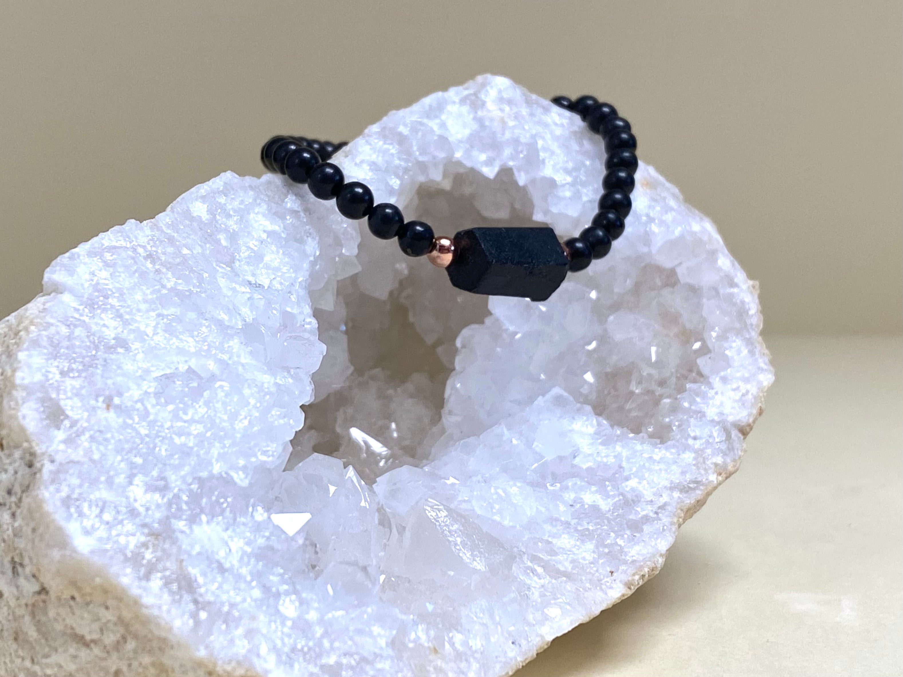 Black Tourmaline Bracelet with Chunk Small Size