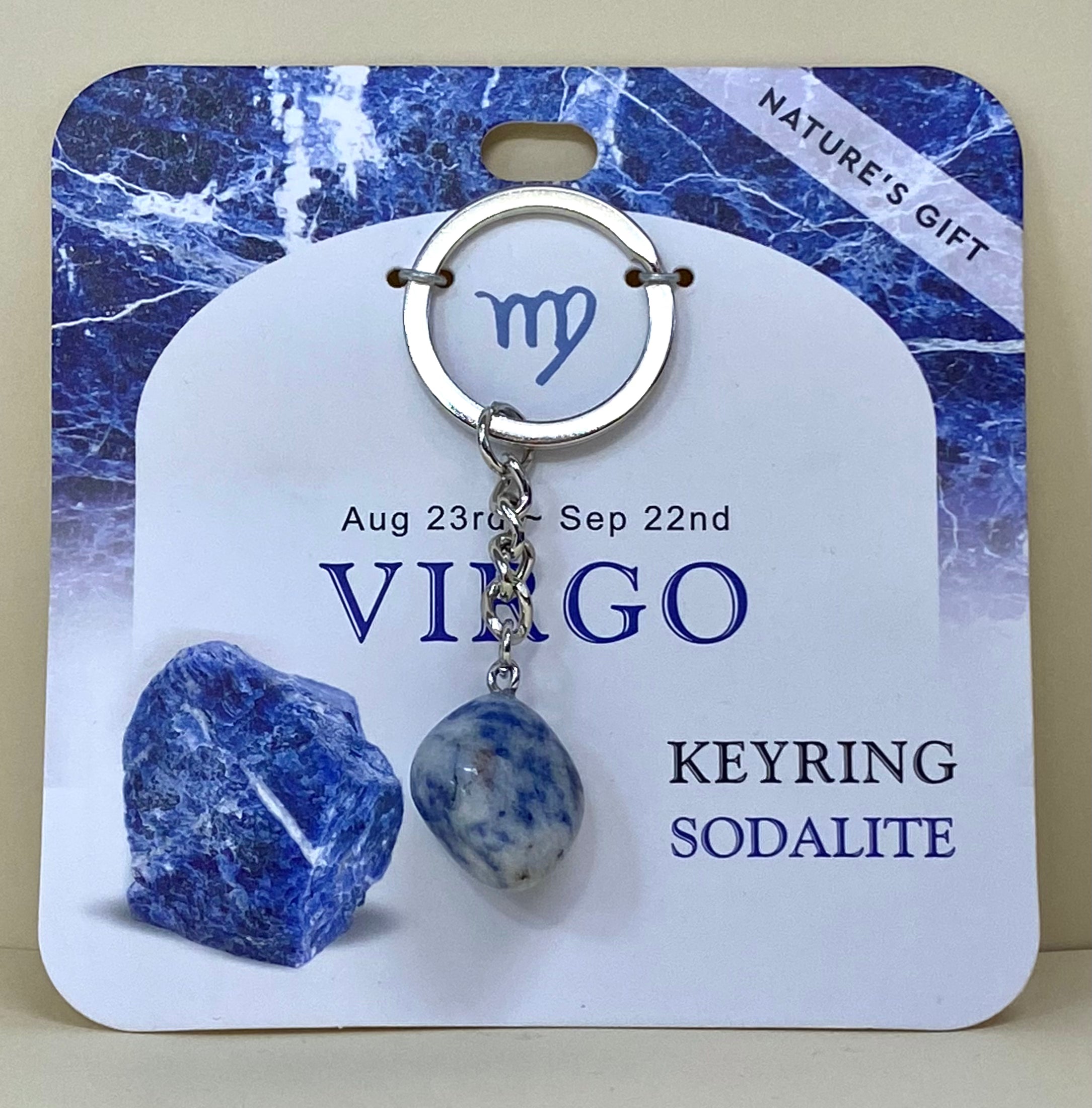 Sodalite Zodiac Keychain (Virgo, Aug 23-Sept 22)