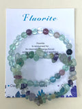 Fluorite chip and bead bracelets