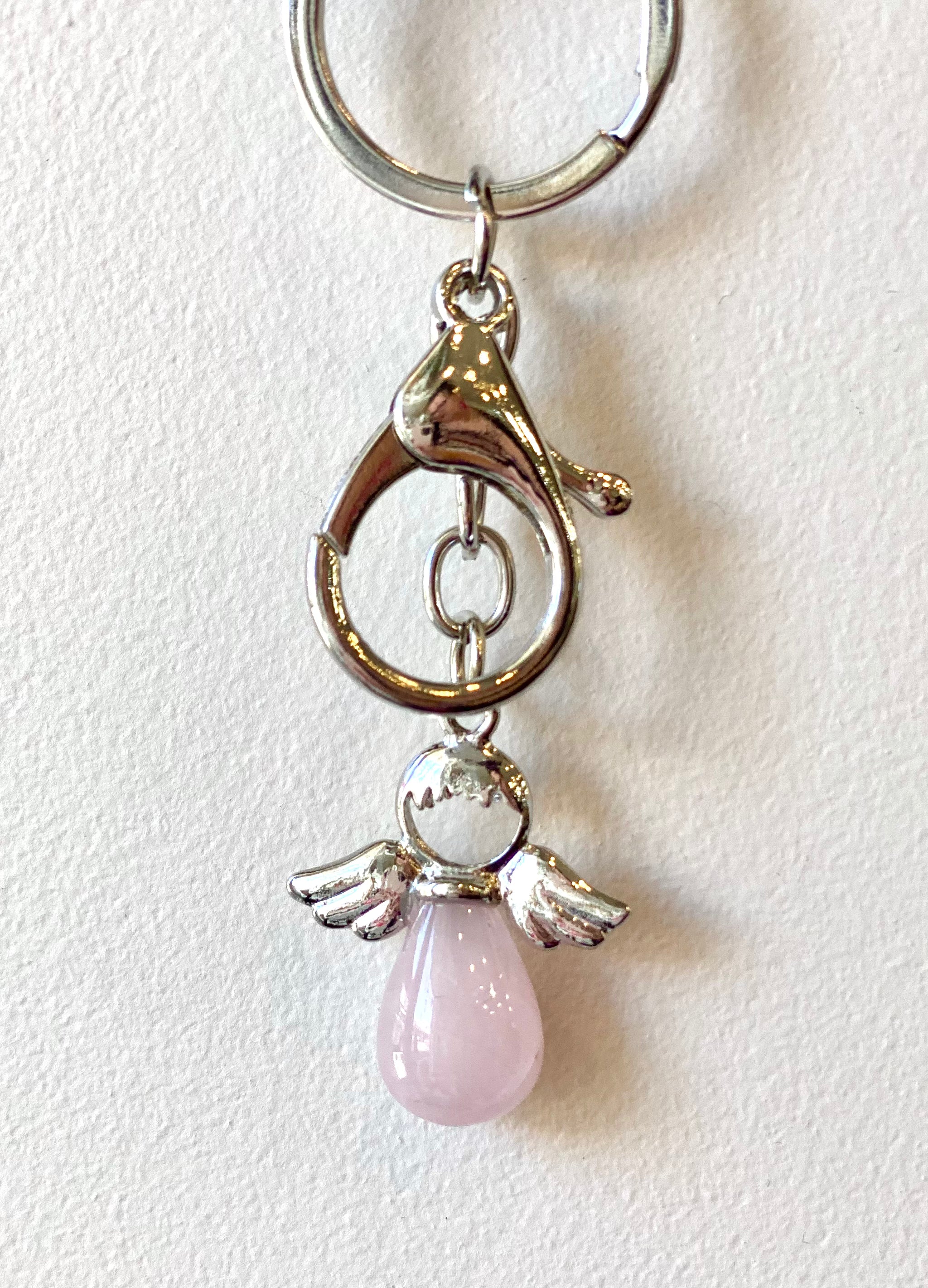 Keyring Angel Rose Quartz