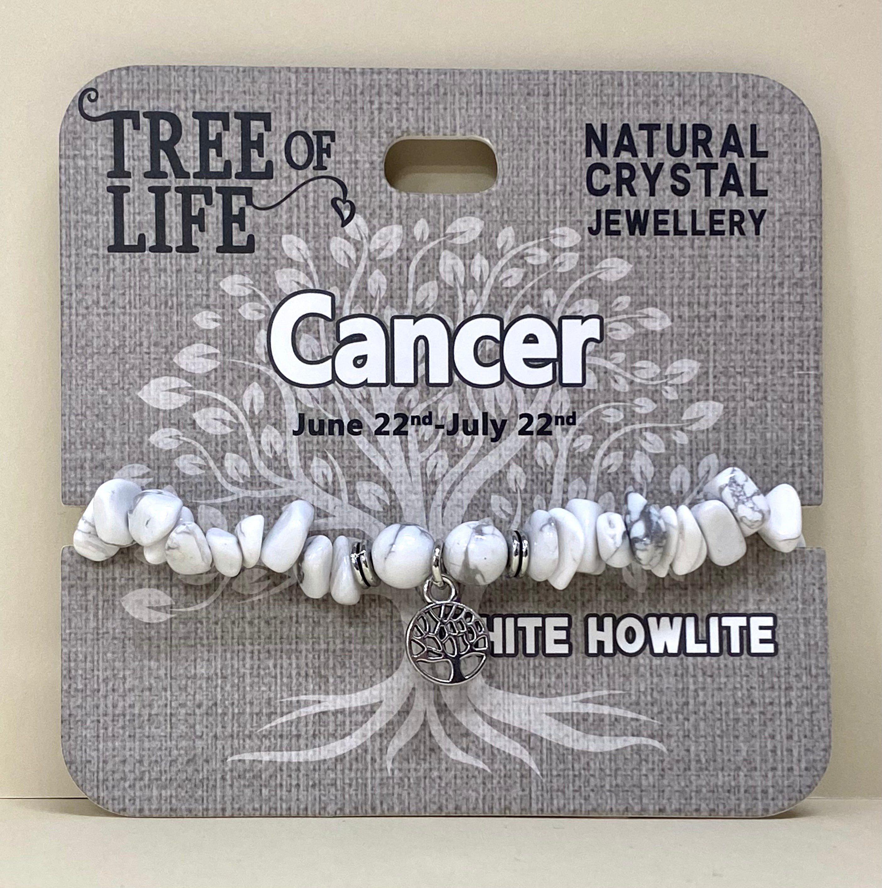 Cancer Howlite Chip Bracelet Tree of Life