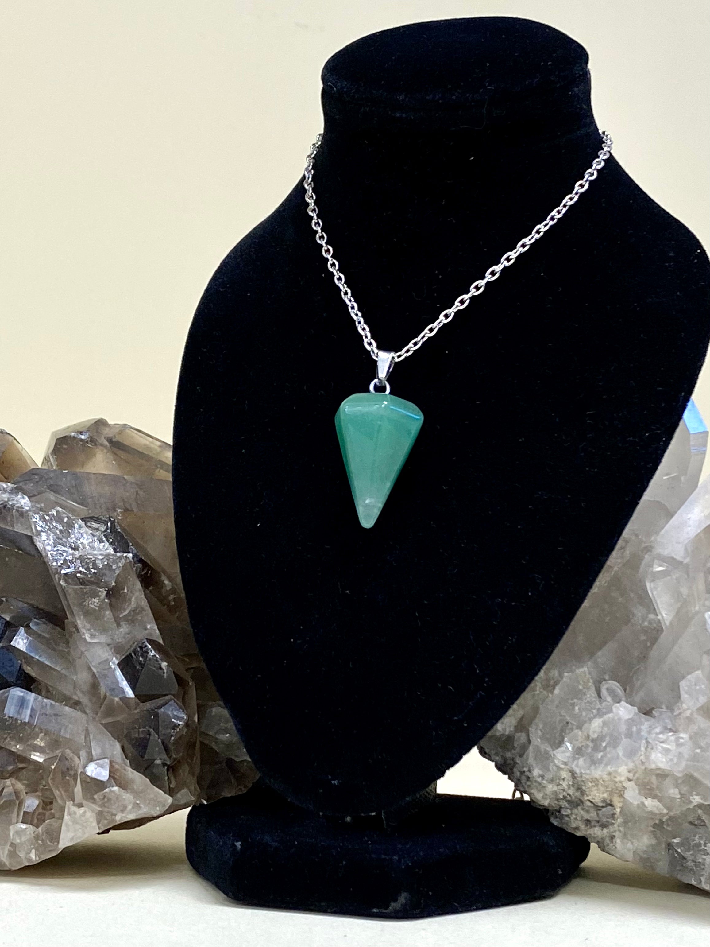 Aventurine 6 Facet Pendant on Silver Chain