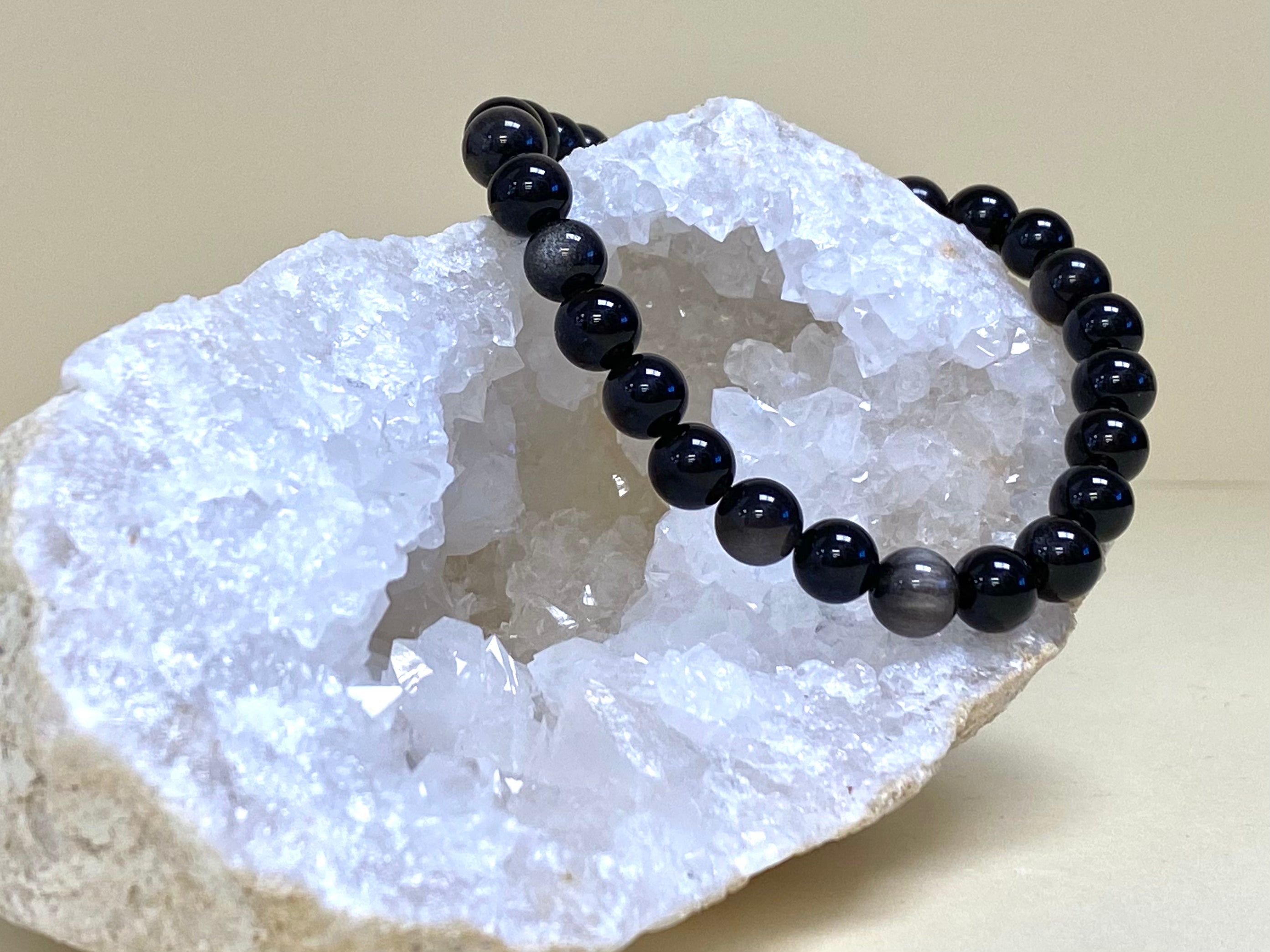 Cats Eye Obsidian 8mm Bead Bracelet