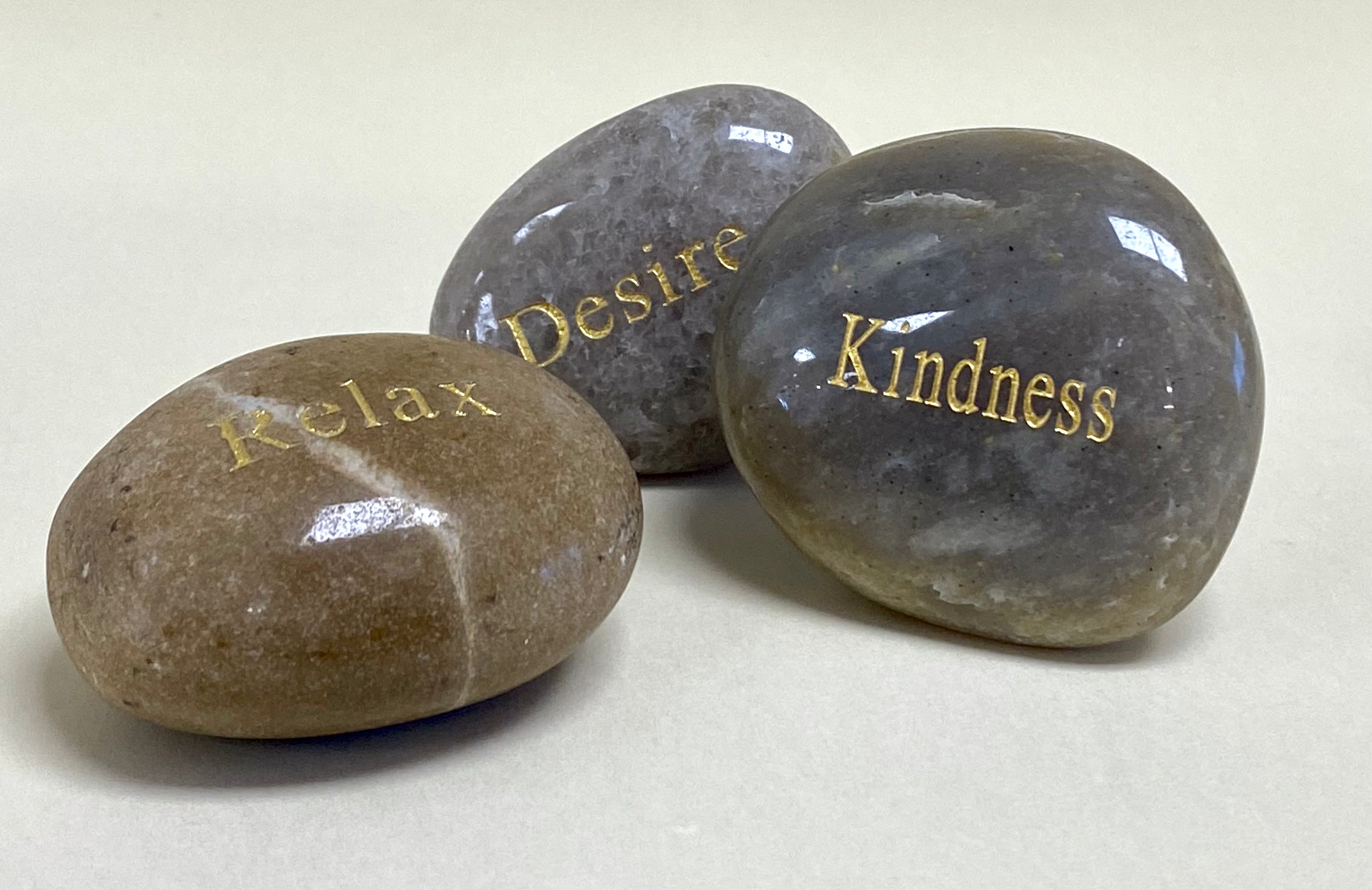 River rocks with words assorted