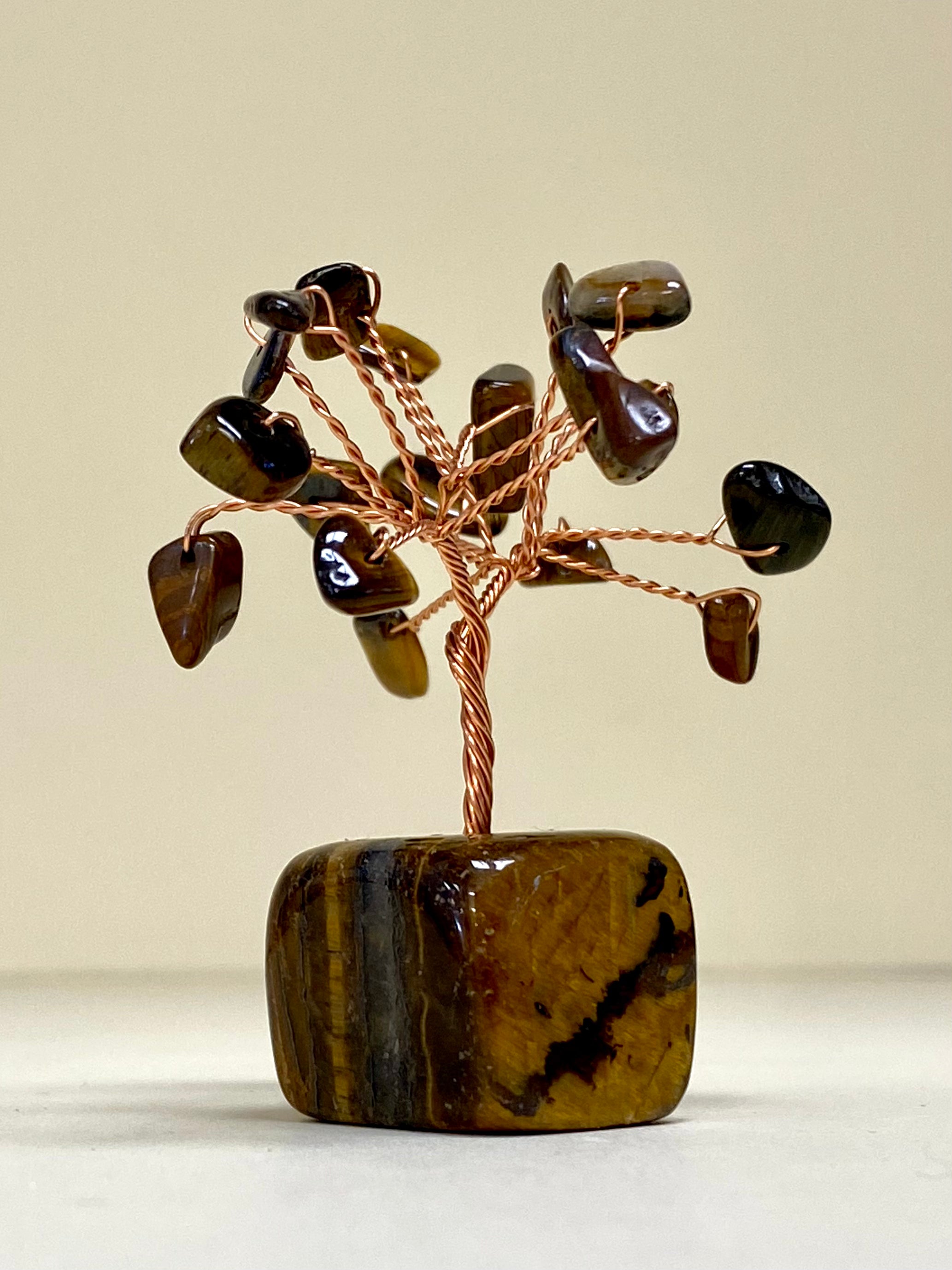 Tigers Eye Chip Tree on Tigers Eye Block