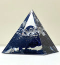 Blue Goldstone Pyramid with Silver Lotus and Orb Centre