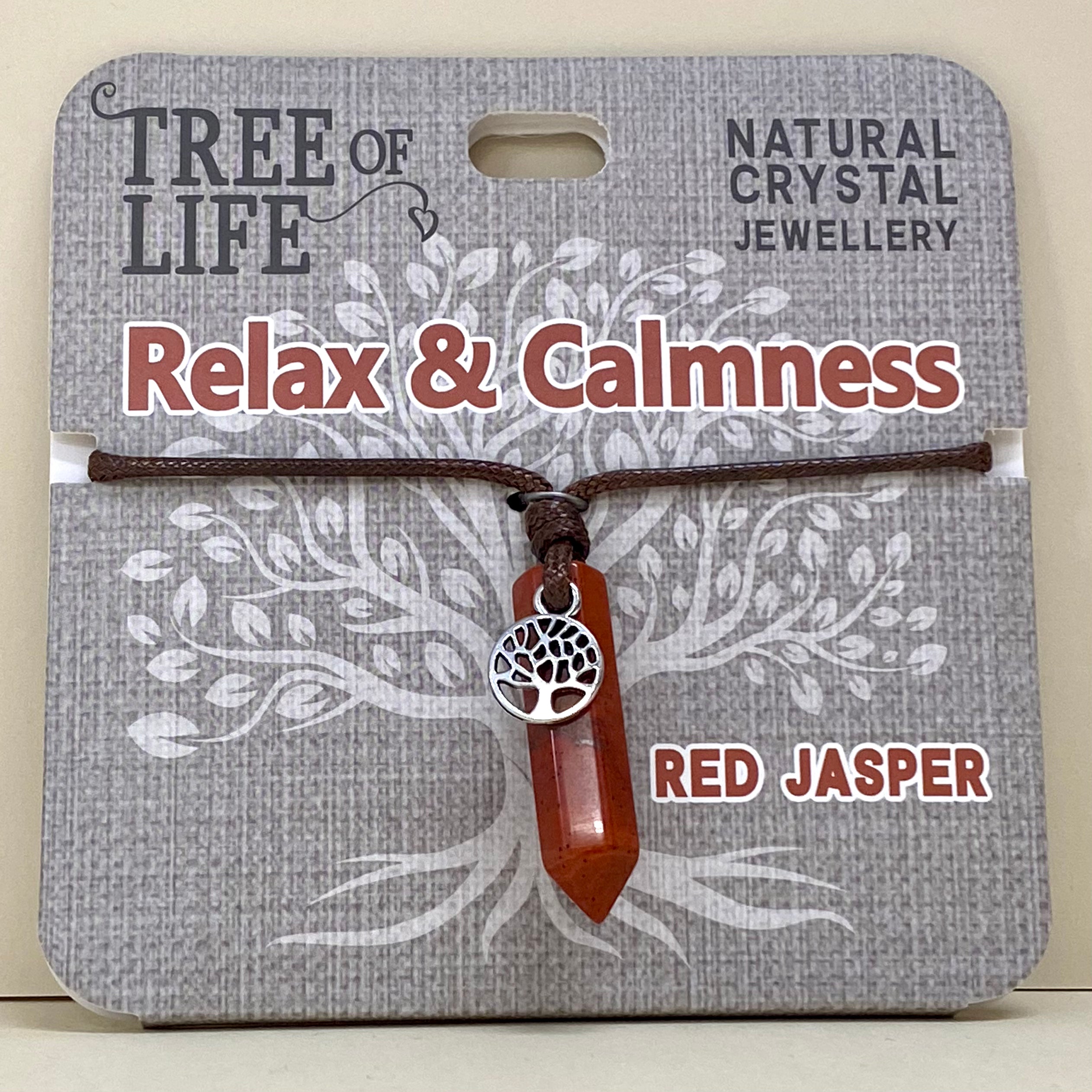 Relax and Calmness Red Jasper Point Necklace Tree of Life Charm