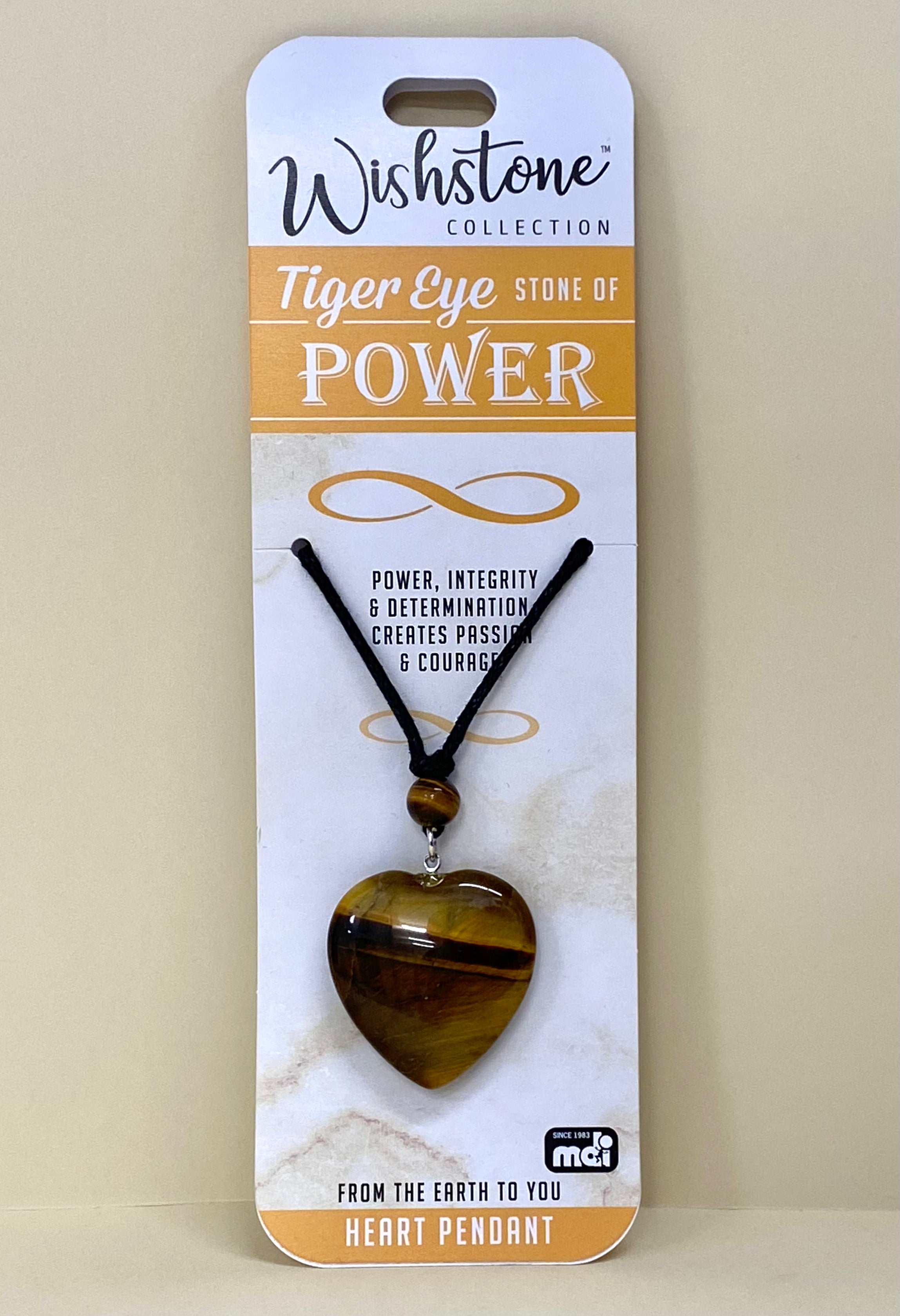 Tigers Eye Heart Pendant Stone of Power - Wishstone Collection