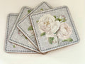 White Rose Coaster Set of 4