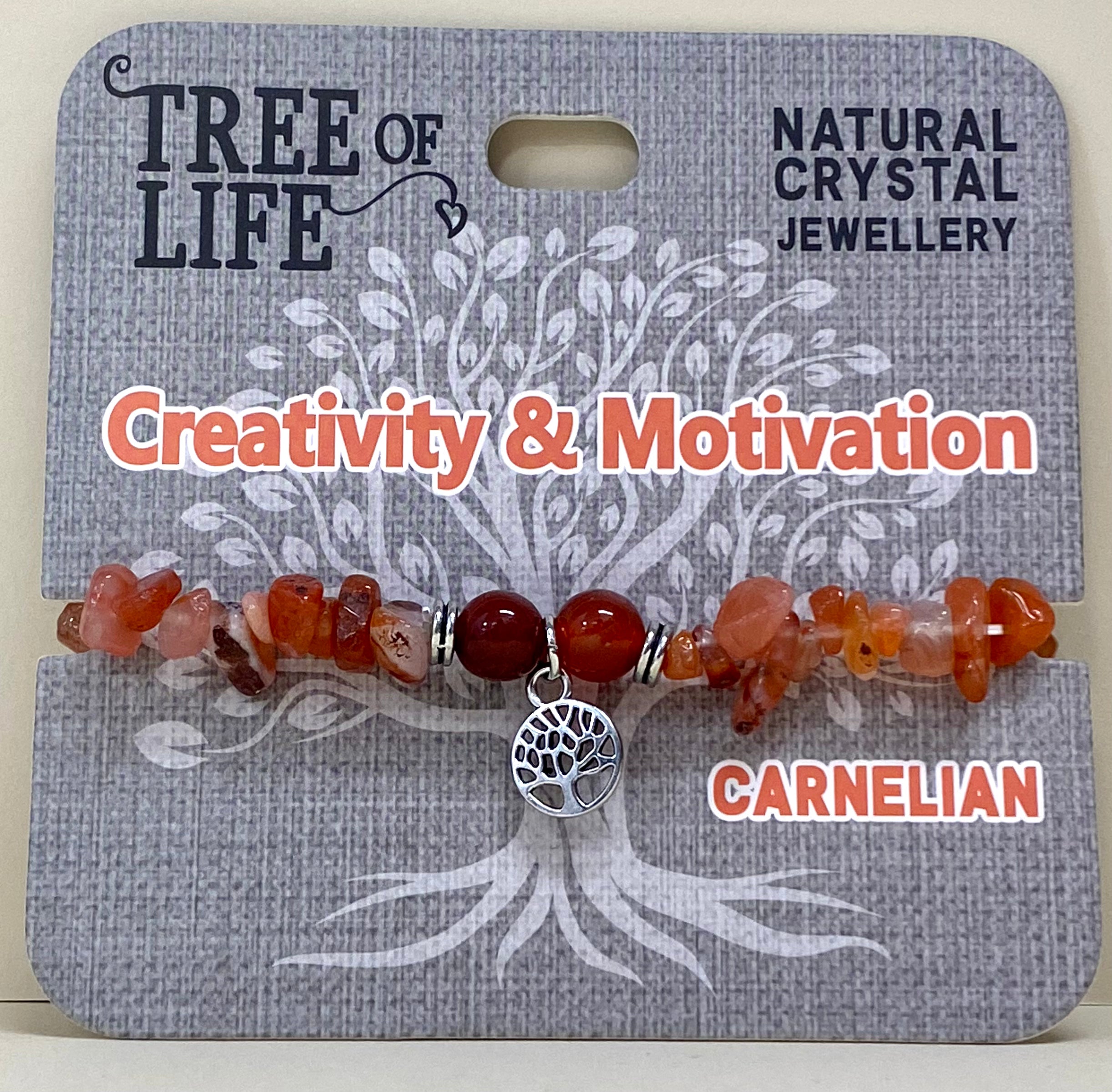 Creativity and Motivation Carnelian Bracelet Tree of Life